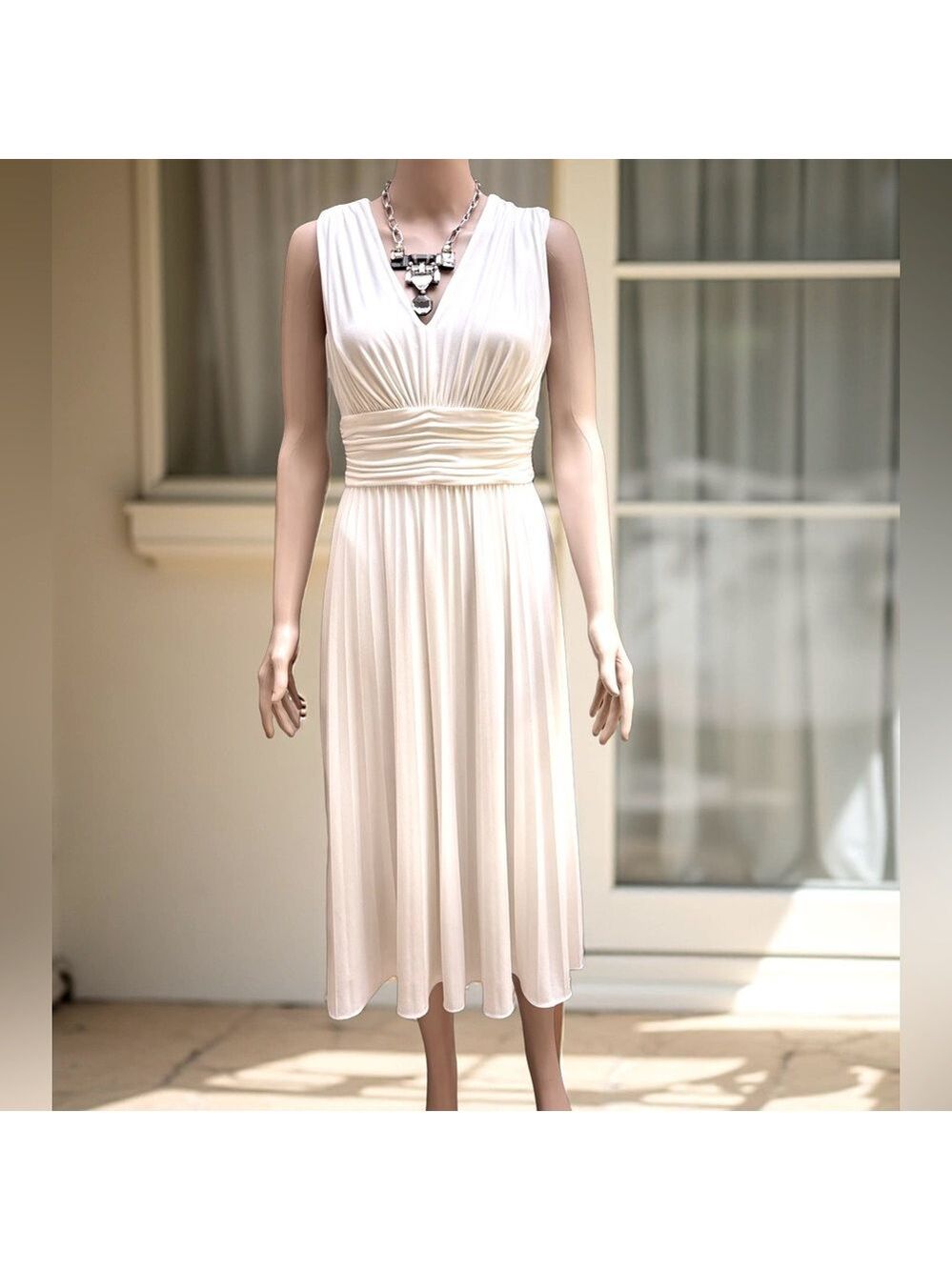 Suzi Chin Empire Waist Ruched V-Neck Dress 4